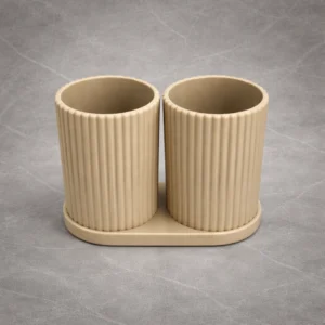 Minimal Διπλή Θήκη Οργάνωσης Μπάνιου – Μπεζ Ματ