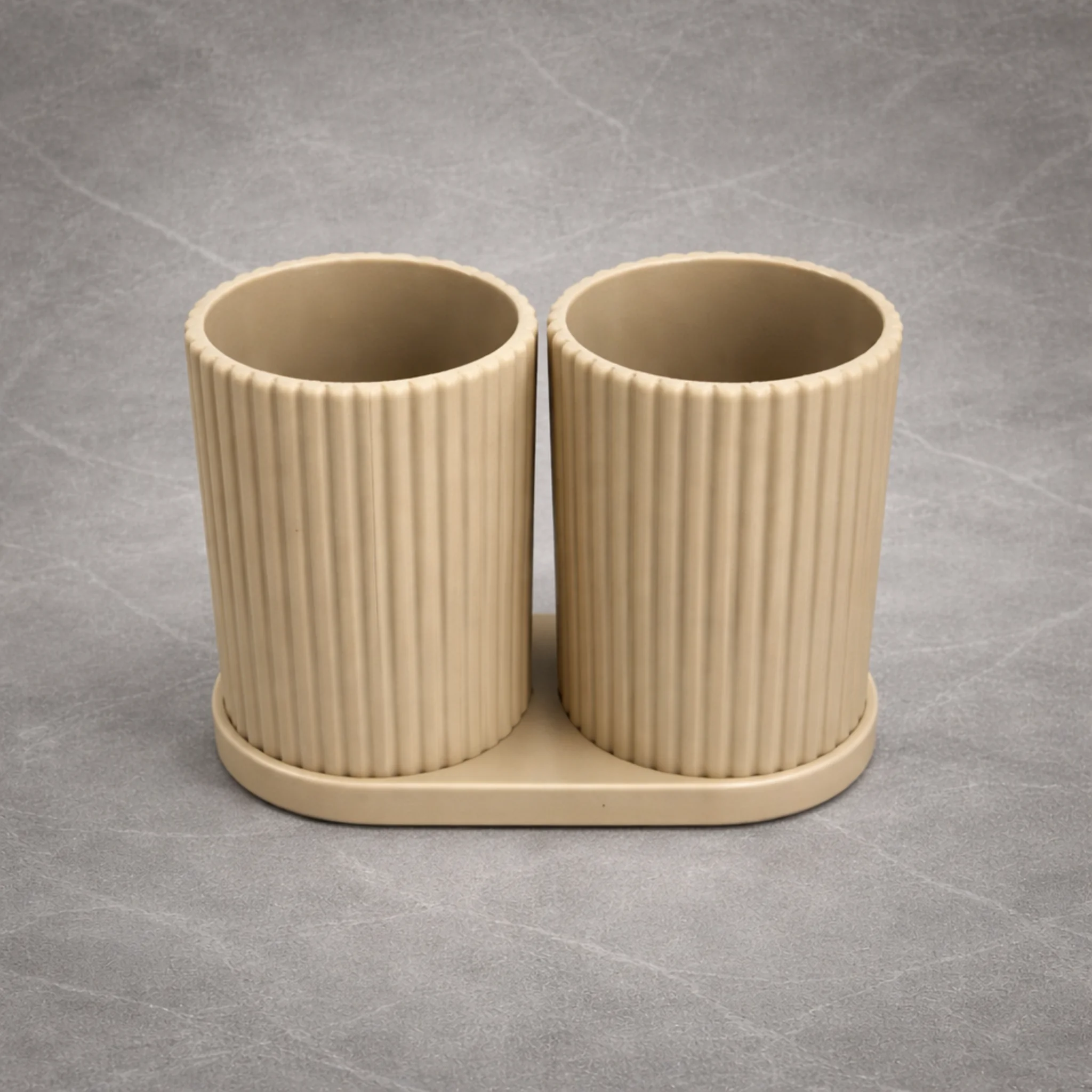 Minimal Διπλή Θήκη Οργάνωσης Μπάνιου – Μπεζ Ματ