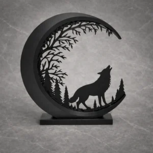 Διακοσμητικό Φωτιστικό Φεγγάρι με Λύκο – Moon Wolf Lamp